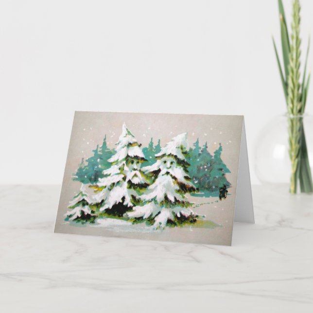 Festividades Cartão de Natal Vintage Weird Trees (Frente)