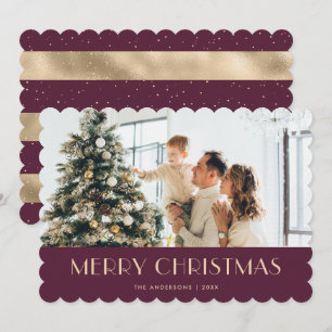 Festividades Cartão de Natal Violet Gold Elegante com Foto