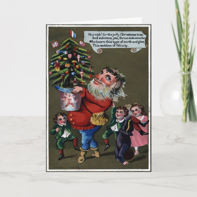 Festividades Cartão de Natal Vitoriano Antigo (Frente)