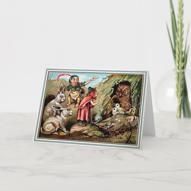 Festividades Cartão de Natal Vitoriano de Coruja Excelente (Frente)