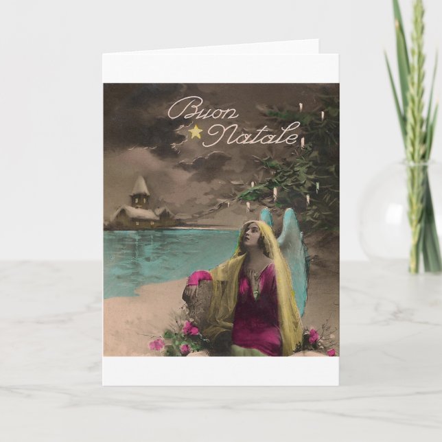 Festividades Cartão de Natal Vitoriano Italiano Boun Natale (Frente)