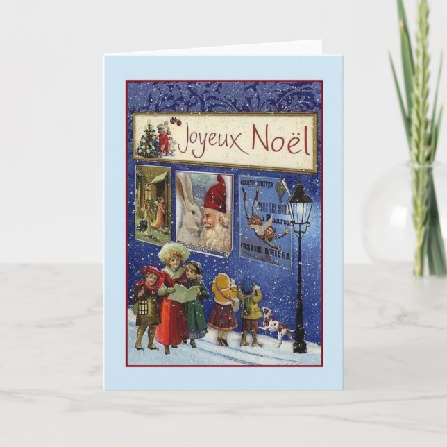Festividades Cartão de Natal Vitoriano para Joyeux Noël (Frente)