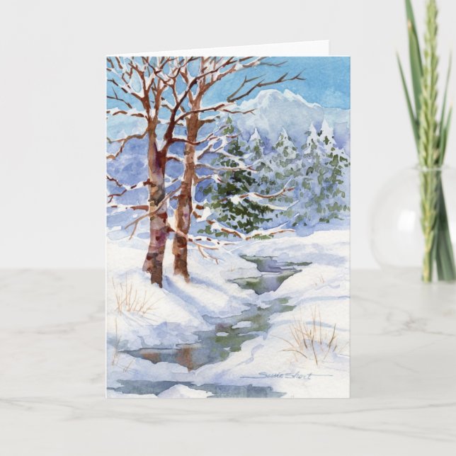 Festividades Cartão de Natal W-33 com Aquarela (Frente)
