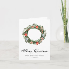 Festividades Cartão de Natal Watercolor Greenery Wreath