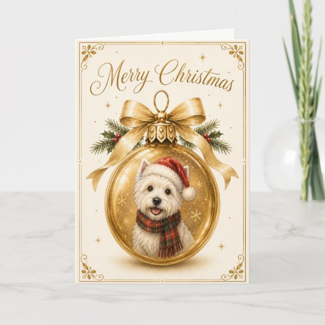 Festividades Cartão de Natal Westie (Frente)