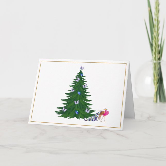 Festividades Cartão de Natal Whimsic Peacock (Frente)