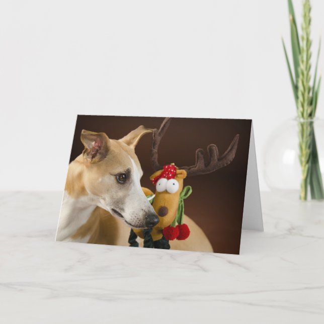 Festividades Cartão de Natal Whippet (Frente)
