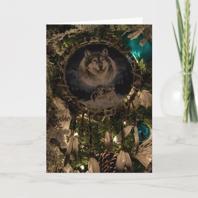 Festividades Cartão de Natal Wolf Dreamcatcher (Frente)
