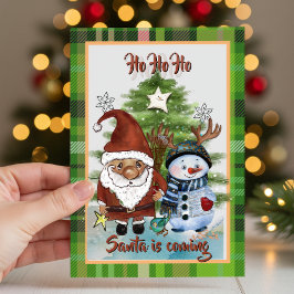 Festividades Cartão de Natal Xadrez Caprichoso de Papai Noel, C