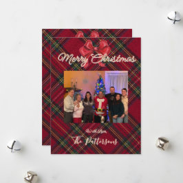 Festividades Cartão de Natal xadrez com foto da família