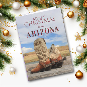 Festividades Cartão de Natal Yeeha do Boot do Cowboy arizona