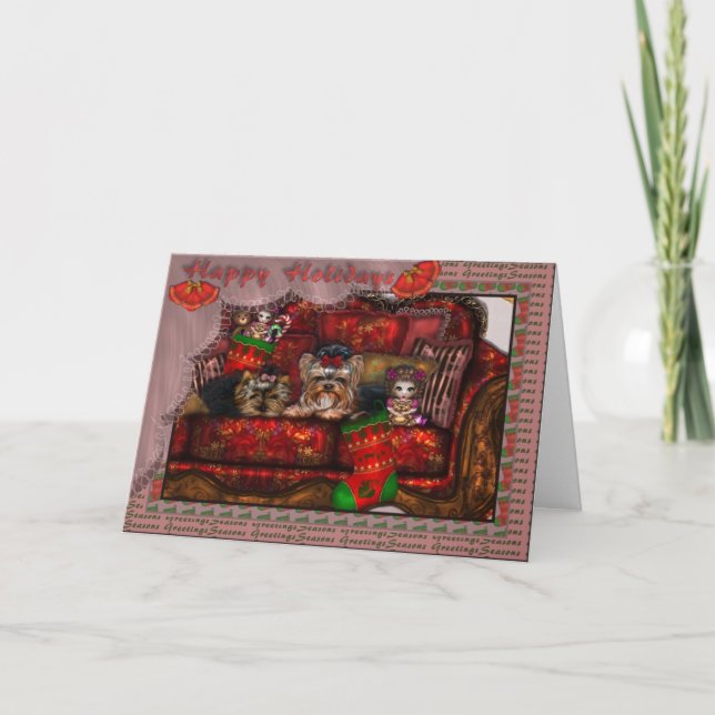 Festividades Cartão de Natal Yorkie (Frente)