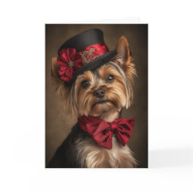Cartão de Natal Yorkie Elegante Cachorro Vitoriano