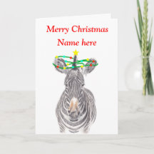 Cartão de Natal Zebra, cartão de férias personaliz