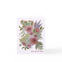 Cartão de Nota/Parabéns com Buquê Floral Vermelho
