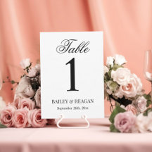Cartão de Número de Tabela de Casamento Branco e P