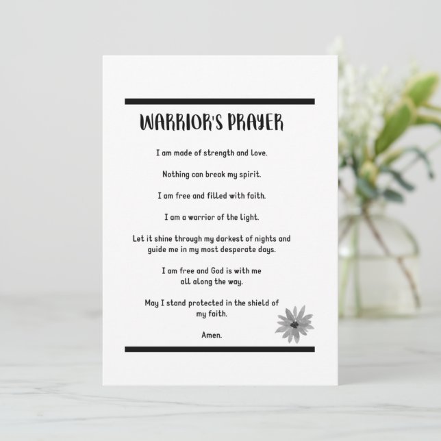 FESTIVIDADES CARTÃO DE ORAÇÃO DO PODER DO GUERREIRO (Em pé/Frente)