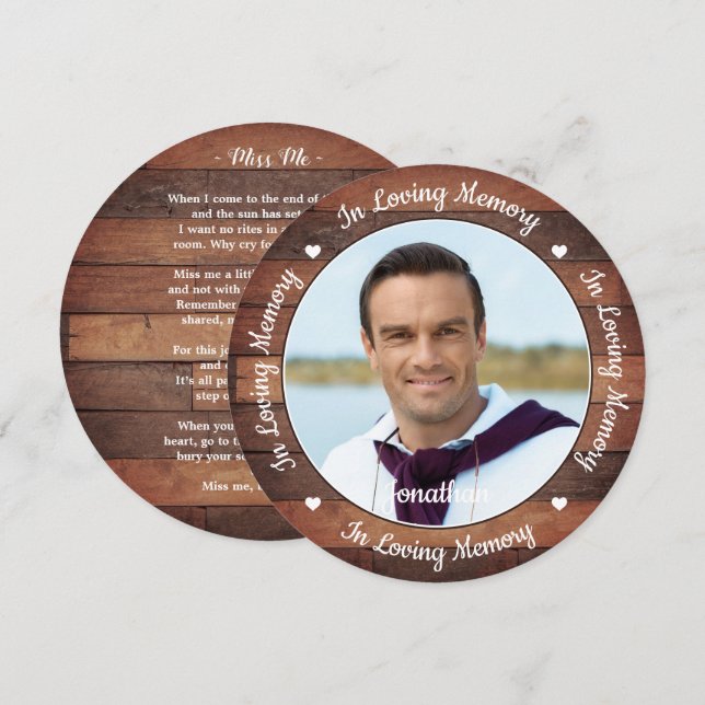 Festividades Cartão de Oração Funeral Fotográfico do Poema Memo (Frente/Verso)