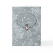 Cartão de Ornamento de Natal Holly e Berries