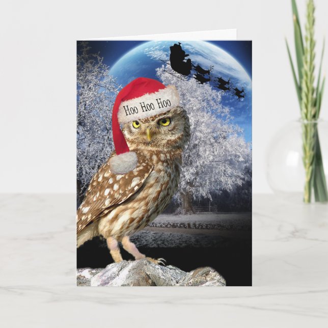Festividades Cartão de Papais noeis Owl (Frente)