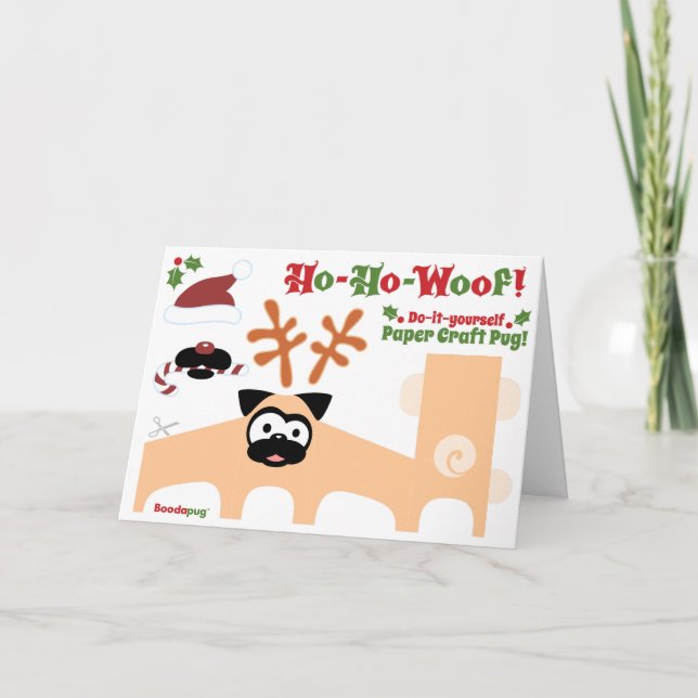 Festividades Cartão de papel do feriado do Pug (Frente)