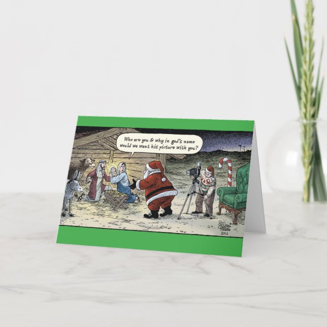 Festividades Cartão de papel engraçado do Natal da foto da (Frente)