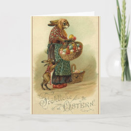 Festividades Cartão de páscoa alemão do vintage.  Fröhliche