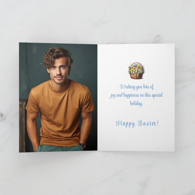 Festividades Cartão de Páscoa com Foto Personalizada (Interior)