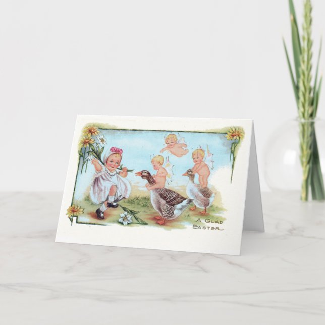 Festividades Cartão de páscoa com ilustração do vintage (Frente)