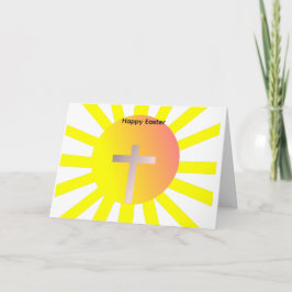 Festividades cartão de Páscoa com sol e cruz