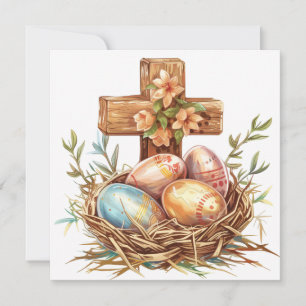 Festividades Cartão de Páscoa Cristão, Ovos de Páscoa e Cruz de