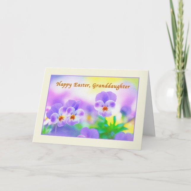 Festividades Cartão de páscoa da neta com Pansies (Frente)