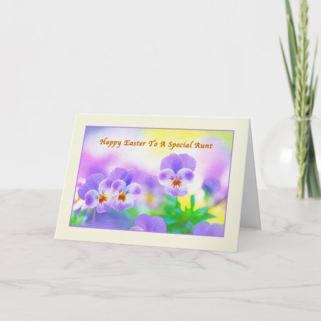 Festividades Cartão de páscoa da tia com Pansies (Frente)