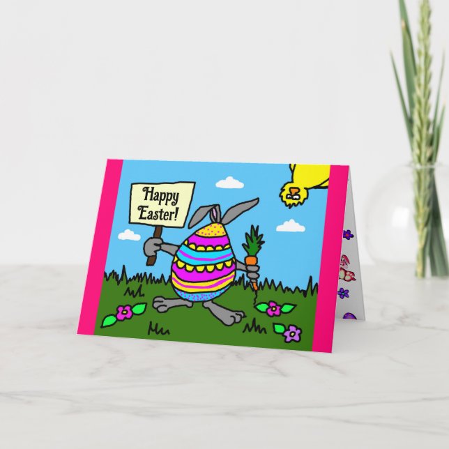 Festividades Cartão de Páscoa de Desenho Animado Divertido (Frente)