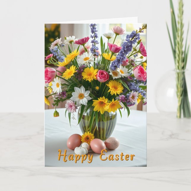 Festividades Cartão de Páscoa de Flores de Primavera (Frente)