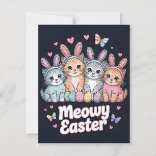 Festividades Cartão de Páscoa de Gatos Engraçados Meow com Ovos