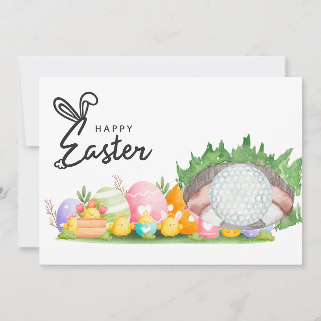 Festividades Cartão de Páscoa de golfe para aquarela de golfe (Frente)