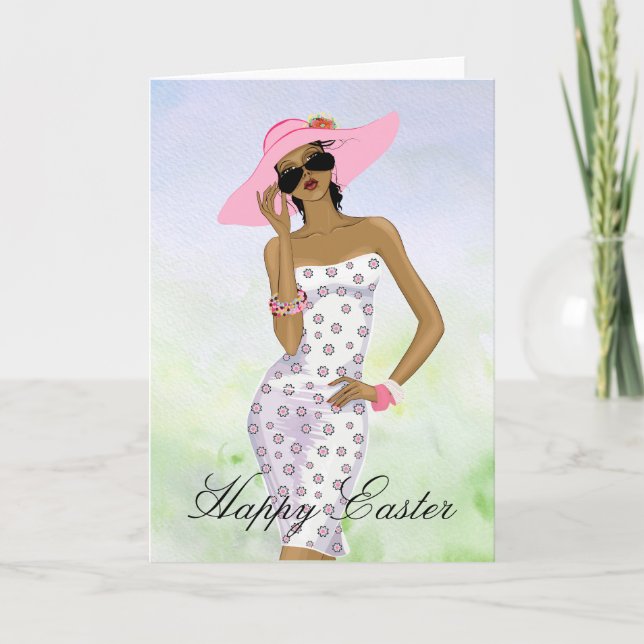 Festividades Cartão de Páscoa de Mulher Afro-Americana (Frente)