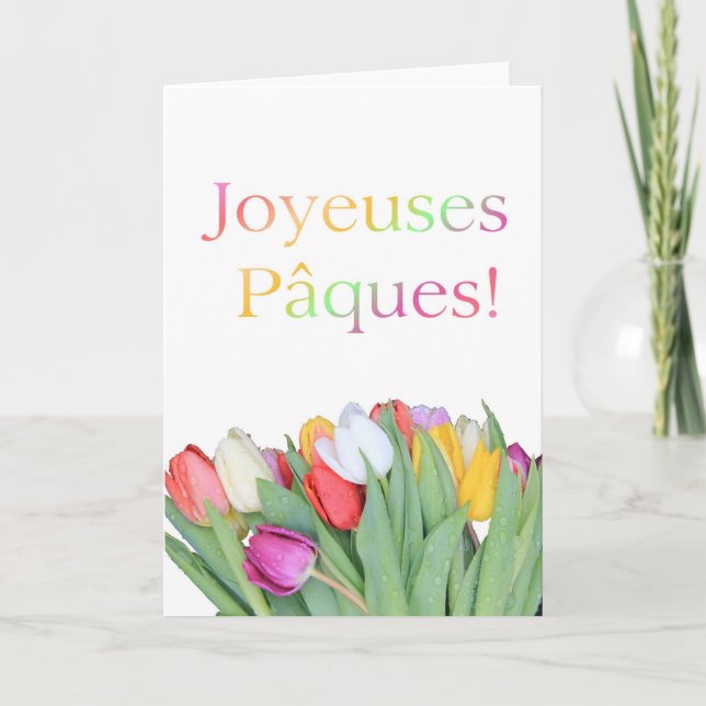 Festividades Cartão de Páscoa francês - Joyeuses Pâques tulip b (Frente)