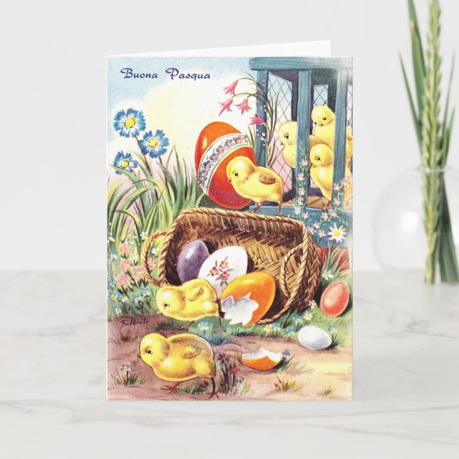 Festividades Cartão de Páscoa italiano Vintage (Frente)