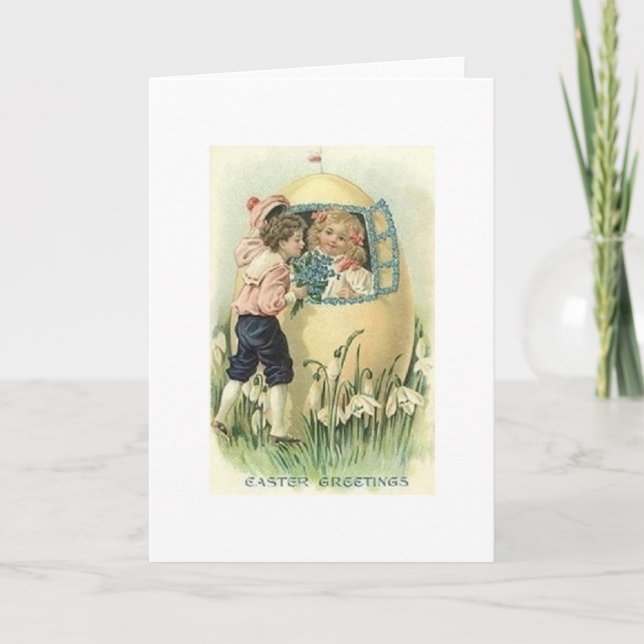 Festividades Cartão de Páscoa para Ovos de Páscoa Vitoriano (Frente)