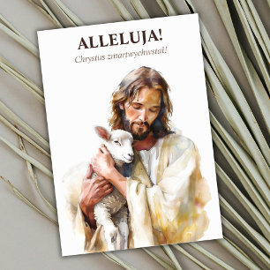 Festividades Cartão de Páscoa Polonês Católico Jesus Cristo Rel