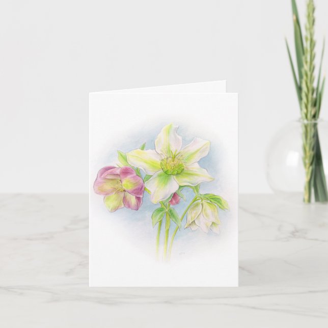 Festividades Cartão de Páscoa verde cor-de-rosa floral branco H (Frente)