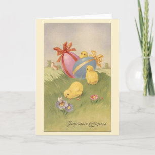 Festividades Cartão de Páscoa Vintage French Joyeuses Pâques