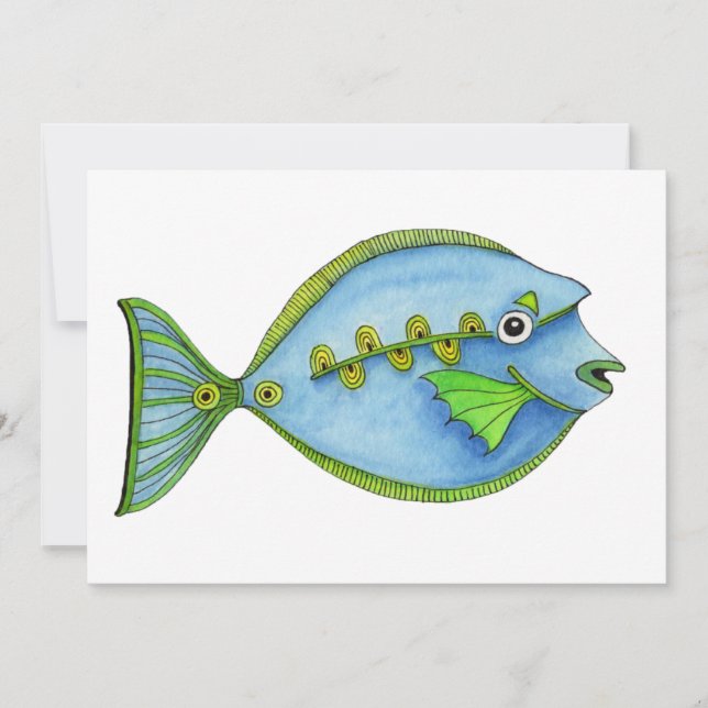 Festividades Cartão de Peixe Azul (Frente)