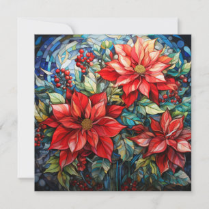 Festividades Cartão de Poinsettia de Vidro Estreito