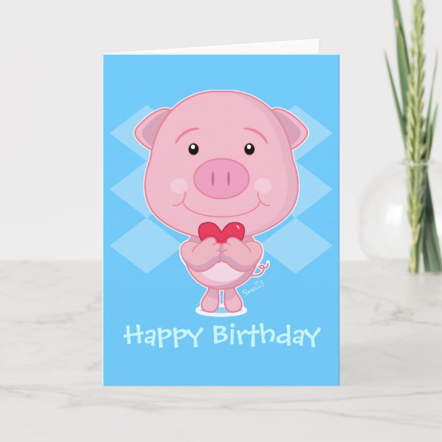 Festividades Cartão de porco de aniversário (Frente)