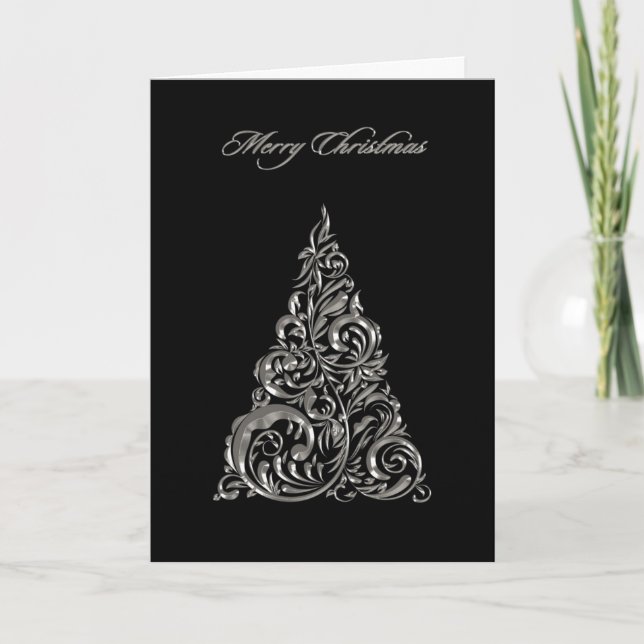 Festividades Cartão de prata do Feliz Natal (Frente)