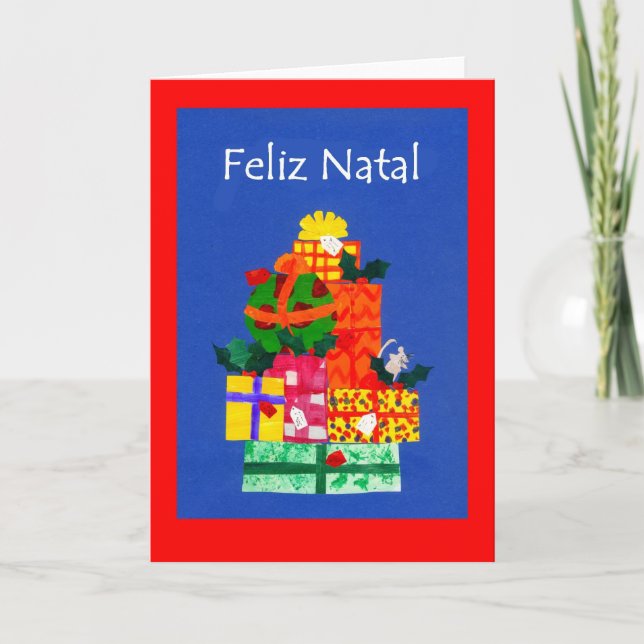 Festividades Cartão de Presente de Natal com Saudação Portugues (Frente)
