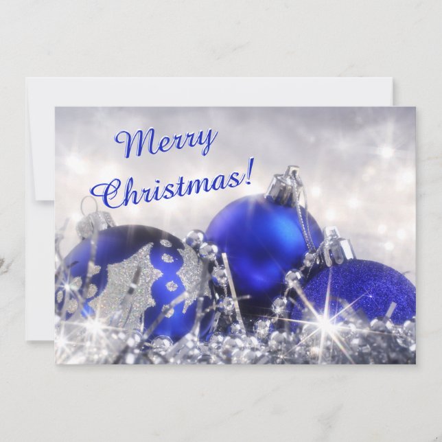 Festividades Cartão De Presente De Natal De Prata E Azul (Frente)